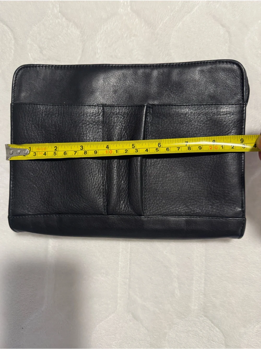 Levenger Black Pebbled Leather Zip Travel Organizer
